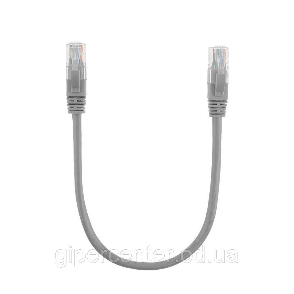 Патч-корд литий RITAR, UTP, RJ45, Cat.5e, 0,25m, сірий, Cu (мідь) - фото 1 - id-p1674106834