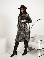Женское леопардовое пальто из эко-кожи с 48-66 размер