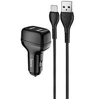 Автомобильное зарядное устройство с кабелем USB Type-C HOCO Z36 |1USB, 2.4A| Черный