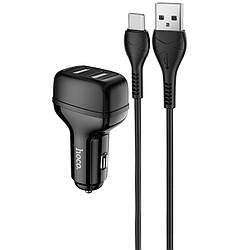 Автомобільний зарядний пристрій з кабелем USB Type-C HOCO Z36 |1USB, 2.4A| Чорний