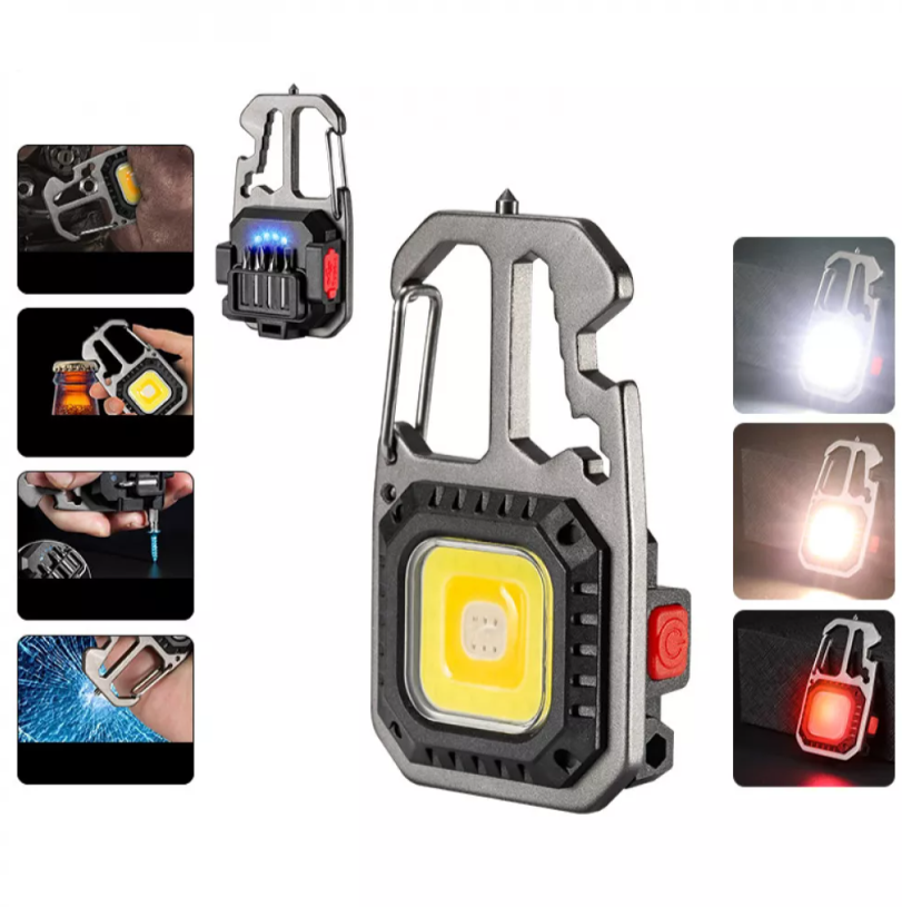 Акумуляторний mini LED ліхтарик брелок W5138 - 500 Lm, 500 mAh, Type-C (7 режимів, карабін, викрутки)