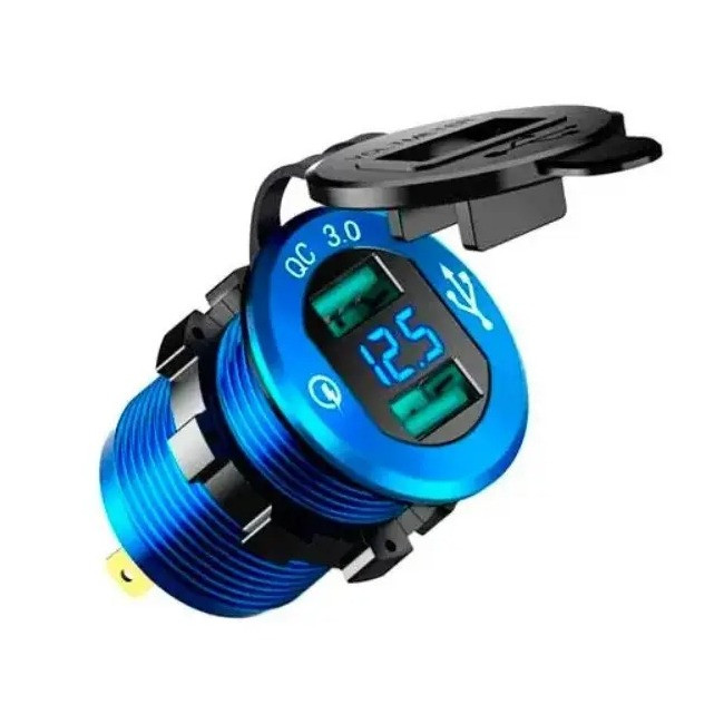 Перехідник у прикурювач 2USB QC3.0 12-24В з вольтметром (N019581)