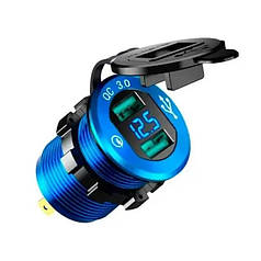 Перехідник у прикурювач 2USB QC3.0 12-24В з вольтметром (N019581)