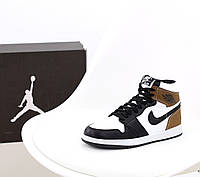 Найк Аир Джордан 1 Ретро Кроссовки зимние мужские и женские на меху Nike Air Jordan Retro 1 Dark Mocha Обувь