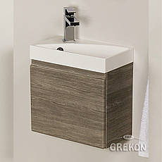 Дерев'яна тумба для ванни Grekon Cler 40 см з білою раковиною Grekon Rena 40 х 22 см