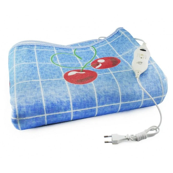 Електропростирадло Electric blanket 5734 блакитне з вишнями 150х120 см S