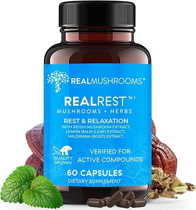 Real Mushrooms RealRest / Рейші, валеріана та меліса для релаксації 60 капсул