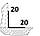 Внутрішній алюмінієвий декоративний кут 20 мм х 20 мм, довжина 270 см, Срібло, фото 2