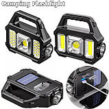 Портативний ліхтар + сонячна панель заряду та батарея для заряджання телефона освітлення, фото 6