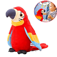Интерактивная игрушка Попугай-повторюшка, 22 см, Красный Parrot Talking / Плюшевый говорящий попугай