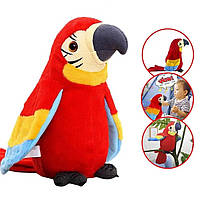 Интерактивная игрушка-повторюшка Попугай Parrot Talking, Красный / Мягкая игрушка
