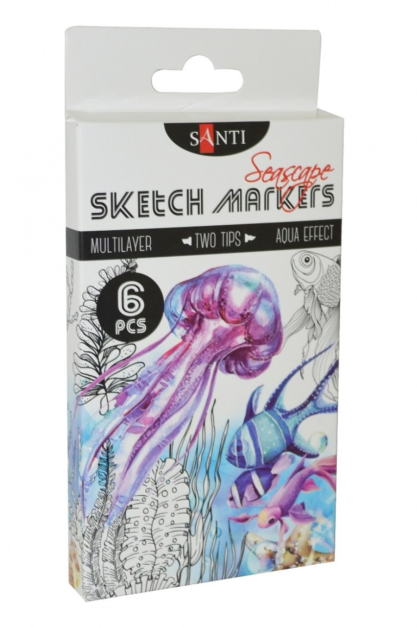 Набір маркерів  "SANTI sketch" 6шт 390567 "Seascape", шт, фото 1