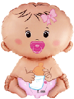 Фольгована міні-куля Малюк-дівчинка з пустушкою (Flexmetal)