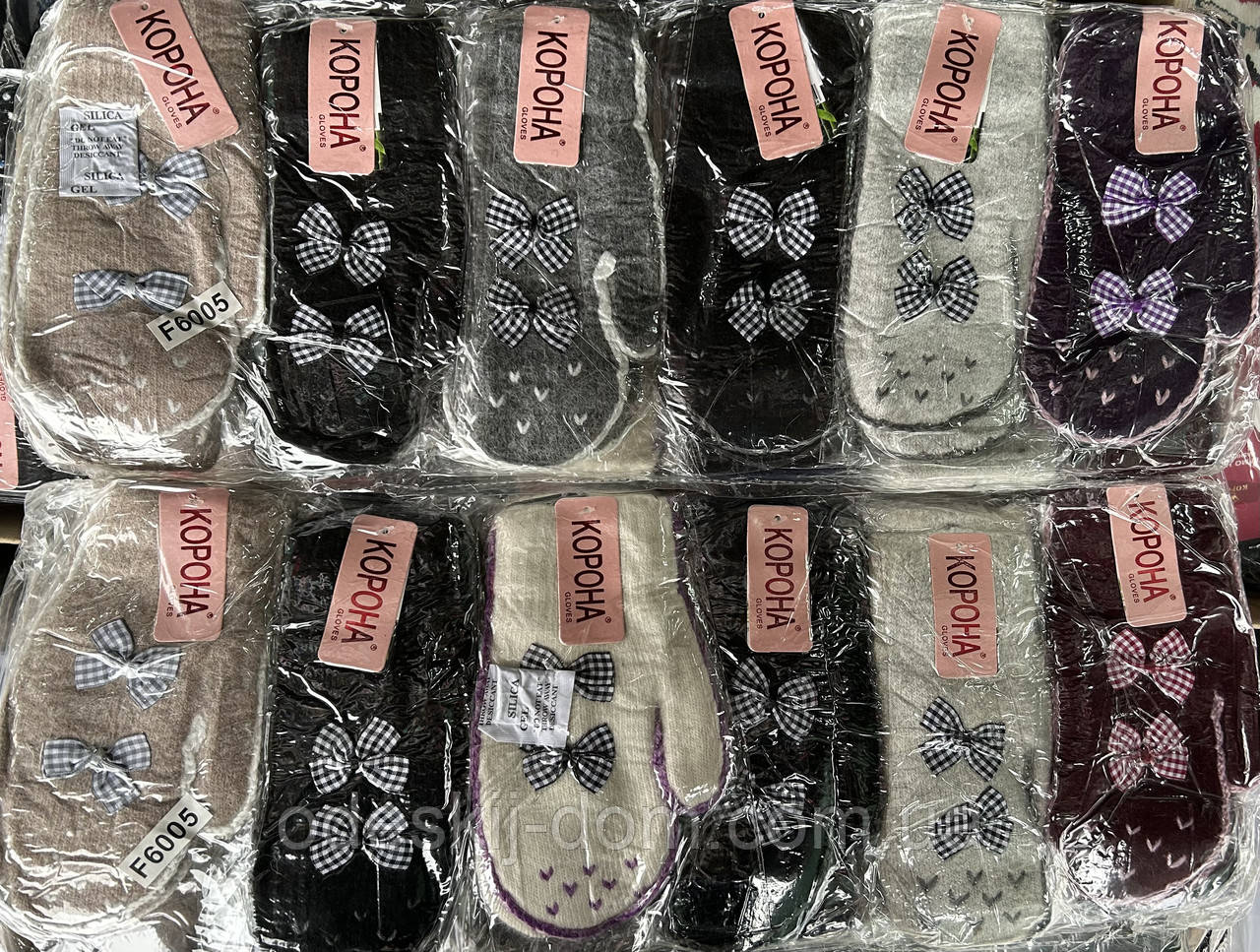 Жіночі двійні шерстяні рукавички з узорами тм Корона, фото 1