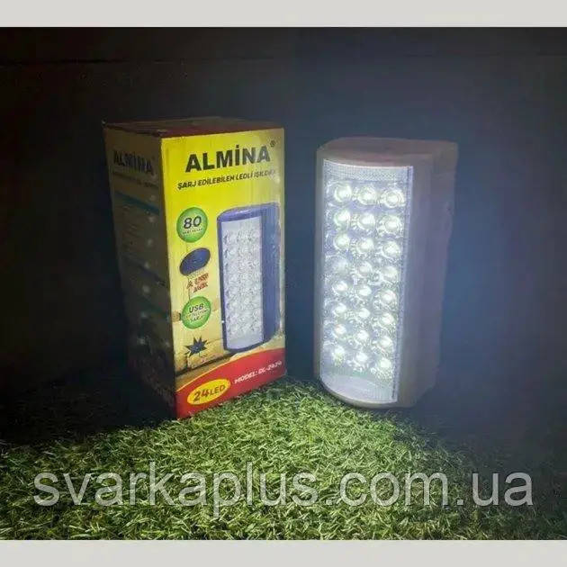 Фонарь аккумуляторный светодиодный с повербанком Almina DL-2424 24 LED белый, работа до 80 часов - фото 10 - id-p1722000180
