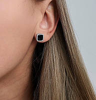 Срібні сережки Квадрат з фіанітами