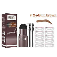 Штамп-пудра для макияжа бровей в наборе EElhoe Eyebrow Stamp Kit Medium Brown (натуральный коричневый)