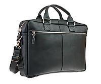 Женская кожаная сумка для ноутбука и документов А4 большая из натуральной кожи на плечо с ручками черная