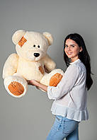 Модний м'який плюшевий ведмідь 100 см м'які пухнасті ведмеді бежевого кольору ведмедик подарунок дівчині