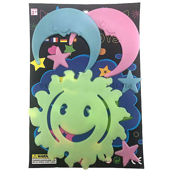 Наклейки дитячі світні в темряві на стіну Сонце місяць зірки, фото 1