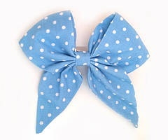 Блакитна шпилька Бант для волосся в горошок