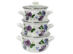 Набір ем. посуду 3-предмети кришки скло, Фіалка (Т)2999 00070463 ТМ INTEROS
