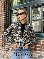Крутая укороченная куртка из эко-кожи в леопардовый принт, размер от 42 до 46 44