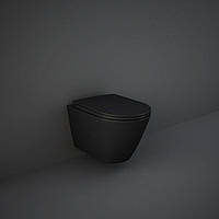 Унітаз підвісний Rimless (безободковий) Rak Ceramics Feeling з сидінням Soft Close, чорний матовий RST23504A