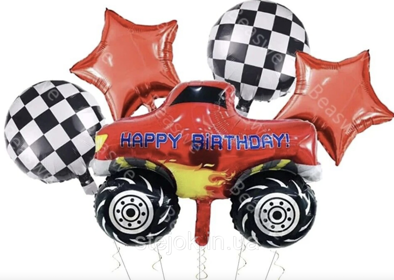 Набір фольгованих куль Тачки 5в1, фото 1