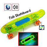 Пені Борд Fish Skateboard Original 22,5" Зелений LED (Музичний і світиться), фото 8