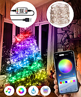 Новогодняя умная светодиодная гирлянда 100LED на 10м Bluetooth RGB / LED гирлянда і