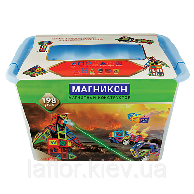 Конструктор магнітний Магнікон 198 деталей, фото 1