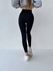 Лосіни жіночі теплі на флісі ven чорні легінси жіночі із завищеною талією