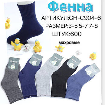 Шкарпетки дитячі бавовна махрові Фенна, 3-5 років, асорті, 904-6