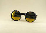 Круглі окуляри 44ЖзЗ жовті в золотистій оправі з шорами кроти вінтаж тішейди авіатори, фото 5