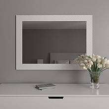 Біле дзеркало в широкій рамі | 106х76 прямокутне | Black Mirror на стіну | в кімнату