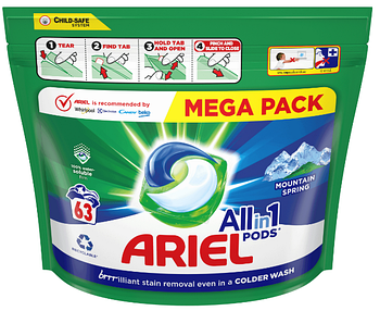 Капсули для прання універсальної білизни Ariel Alpin Pods 3 в 1 63 шт