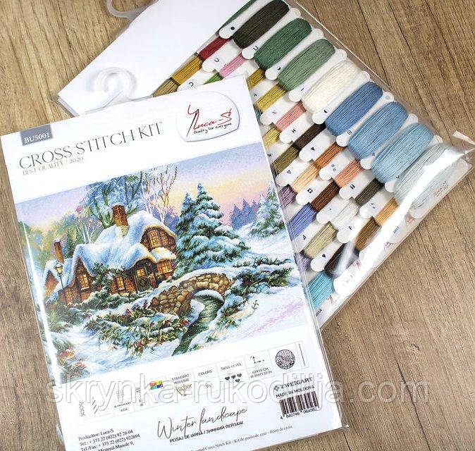 Набір для вишивки хрестиком BU5001 Luca-S Зимовий пейзаж 47х34см (Aida 18 Zweigart)
