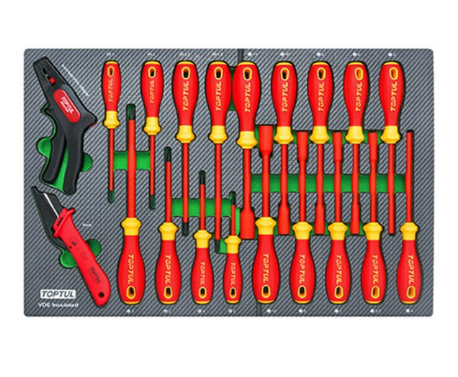 Набір інструменту електроізольованого VDE 20 од. (в ложементі, тип D) TOPTUL GED2065