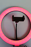 Світлодіодне лед кільце 26см RGB з тримачем для телефону блогера лампа, фото 4
