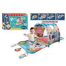 Розвивальний килимок для немовлят 4 в1 з тунелем 918-002, ігровий килимок з ігровими елементами
