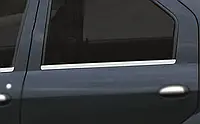 Наружняя окантовка стекол (4 шт, нерж) OmsaLine - Итальянская нержавейка для Dacia Logan I 2008-2012 гг