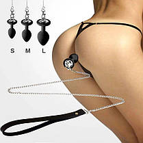 Силіконовий анальний штекер Art of Sex Silicone Anal Plug with Leash size M з повідцем {1}}}}, фото 4