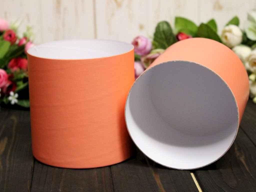 Коробка для квітів кругла без кришки 110*110mm. кол. Коралова ТМ ПАКОВКІН, фото 1