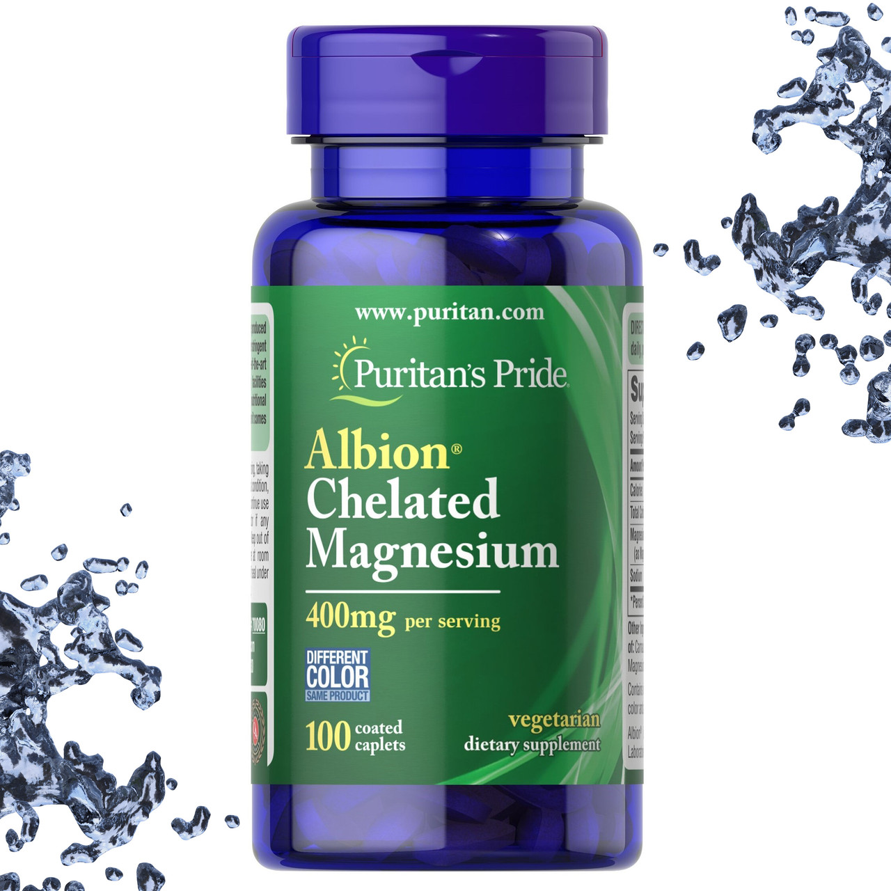 Магній Puritan's Pride Albion Chelated Magnesium 400 мг на порцію 100 таблеток (каплетс)