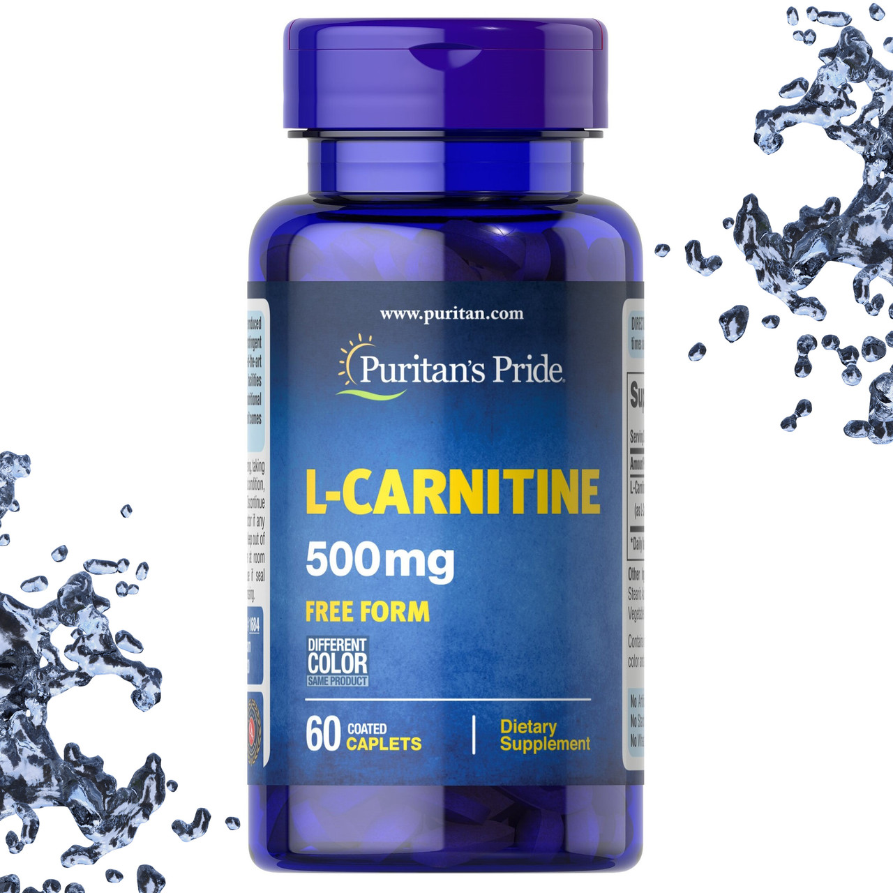Для схуднення та мозку Puritan's Pride L-Carnitine Л-Карнітин 500 мг 60 таблеток (каплетс), фото 1
