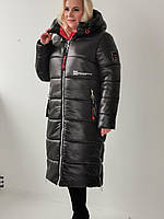 Пальто жіноче зимове довге з тканини "монклер". Розмір із 50 до 56.