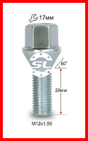 Болт колесный М12x1.5x26мм Конус Цинк Ключ 17 (BMW, Daewoo, Fiat, Nissan, Opel, Renault)