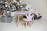 Дитячий столик хмарка та стільчик коронка фіолетовий. Столик для ігор, занять, їжі, фото 8