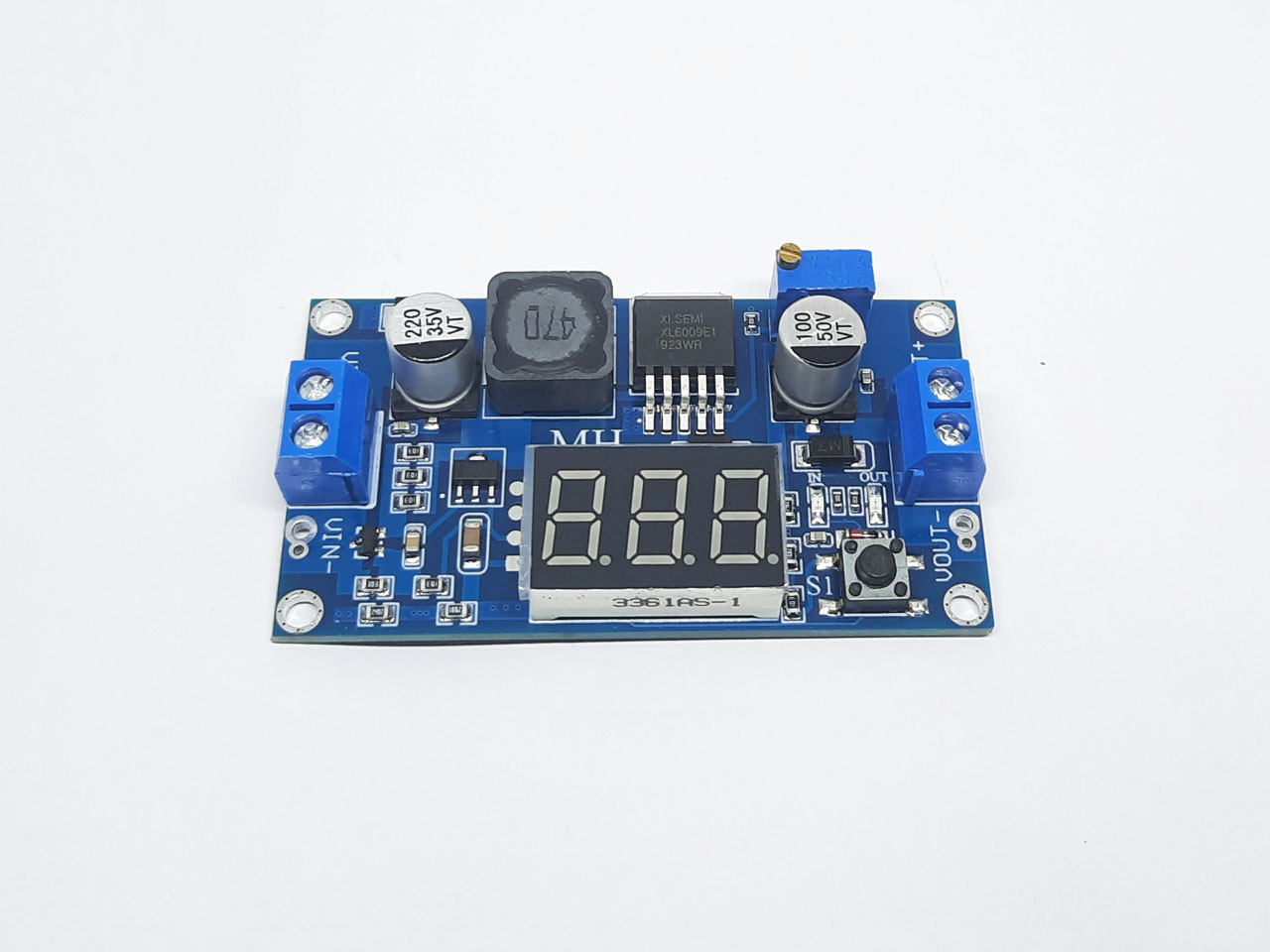 Модуль XL6009-LED регульований підвищувальний перетворювач із вольтметром Uin: 3...32V, Uout: 5...35V, фото 1